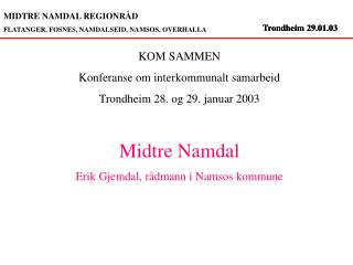 MIDTRE NAMDAL REGIONRÅD FLATANGER, FOSNES, NAMDALSEID, NAMSOS, OVERHALLA