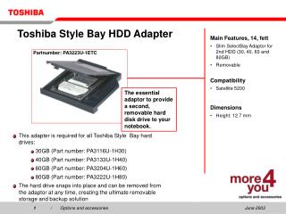 Toshiba Style Bay HDD Adapter