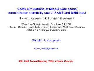 CAMx simulations of Middle-East ozone concentration-trends by use of RAMS and MM5 input