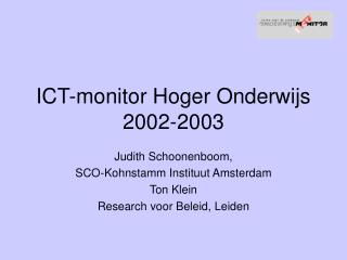 ICT-monitor Hoger Onderwijs 2002-2003