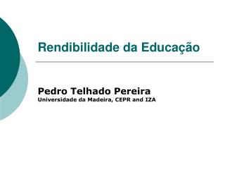 Rendibilidade da Educação
