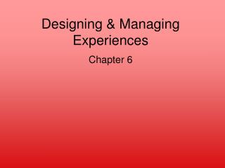 Designing Managing Experiences Chapter 6
