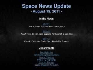 Space News Update August 19, 2011 -