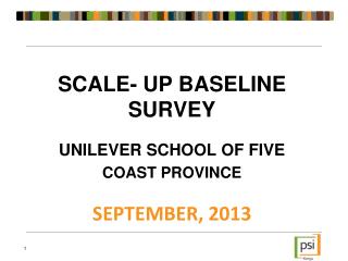 SCALE- UP BASELINE SURVEY UNILEVER SCHOOL OF FIVE COAST PROVINCE SEPTEMBER, 2013