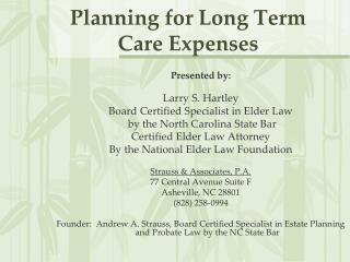 Planning for Long Term Care Expenses
