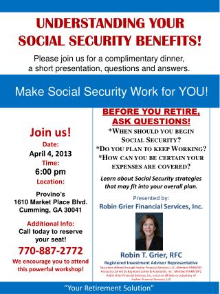 Join us! Date: April 4, 2013 Time: 6:00 pm Location: Provino’s 1610 Market Place Blvd.