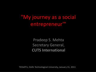 &quot; My journey as a social entrepreneur' &quot;