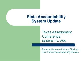 State Accountability System Update