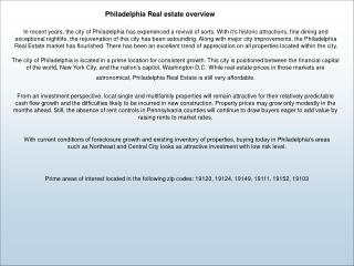 Philadelphia Real estate overview