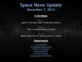 Space News Update - December 7, 2012 -
