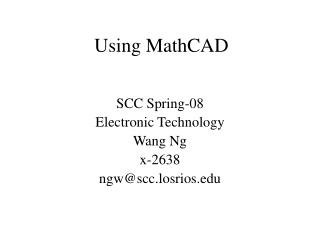 Using MathCAD