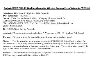 Project: IEEE P802.15 Working Group for Wireless Personal Area Networks (WPANs)