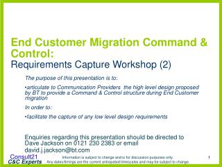 End Customer Migration Command &amp; Control: Requirements Capture Workshop (2)