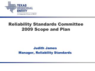 Reliability Standards Committee 2009 Scope and Plan