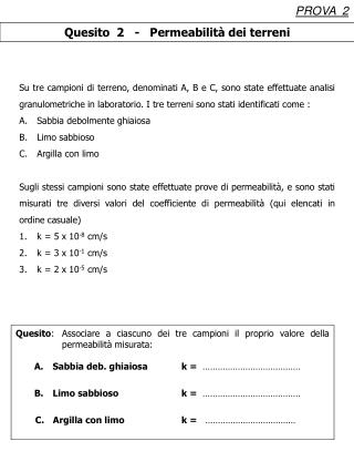Quesito 2 - Permeabilità dei terreni