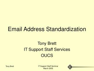 Email Address Standardization