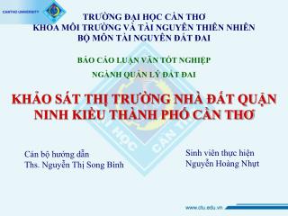 KHẢO SÁT THỊ TRƯỜNG NHÀ ĐẤT QUẬN NINH KIỀU THÀNH PHỐ CẦN THƠ