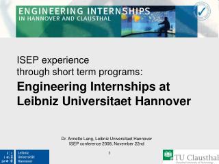 Engineering Internships at Leibniz Universitaet Hannover