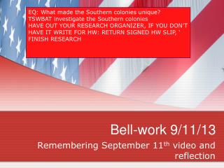 Bell-work 9/11/13