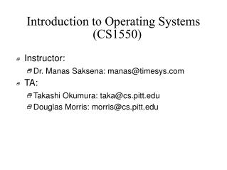 Introduction to Operating Systems (CS1550)