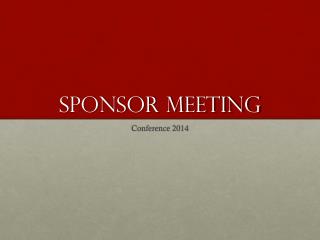 Sponsor Meeting