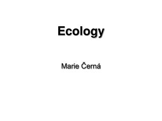 Ecology