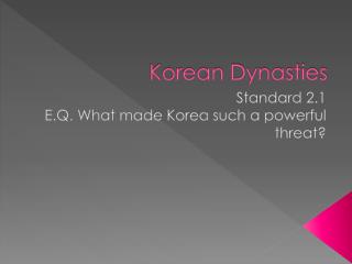 Korean Dynasties