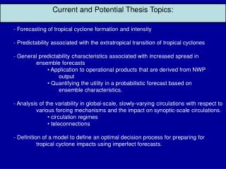 Current and Potential Thesis Topics: