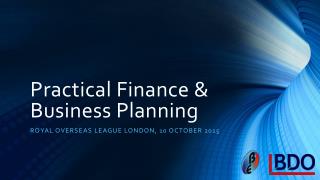 Practical Finance &amp; Business Planning