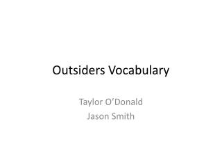 Outsiders Vocabulary