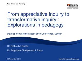 From appreciative inquiry to ‘transformative inquiry’: Explorations in pedagogy