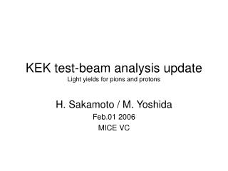 KEK test-beam analysis update Light yields for pions and protons