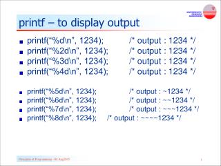 printf – to display output