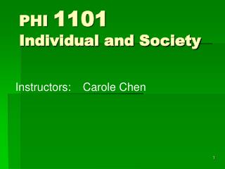 PHI 1101 Individual and Society