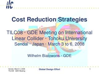 TILC08 · GDE Meeting on International Linear Collider · Tohoku University