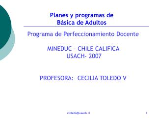 Planes y programas de Básica de Adultos