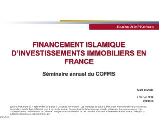 FINANCEMENT ISLAMIQUE D’INVESTISSEMENTS IMMOBILIERS EN FRANCE