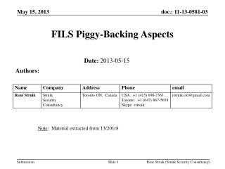 FILS Piggy-Backing Aspects