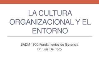 La cultura organizacional y el entorno