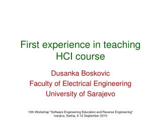 First experience in teaching HCI course