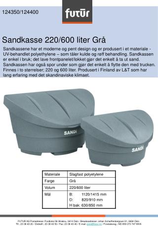 124350/124400 Sandkasse 220/600 liter Grå