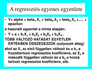 A regressziós egyenes egyenlete