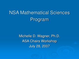 NSA Mathematical Sciences Program