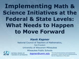 Hank Kepner National Council of Teachers of Mathematics, Past-President