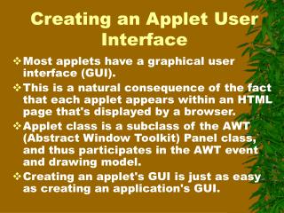 Creating an Applet User Interface