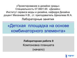 «Детская площадка на основе комбинаторного элемента»