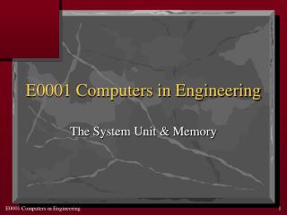 E0001 Computers in Engineering