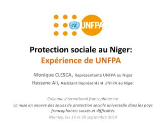 Protection sociale au Niger: Expérience de UNFPA