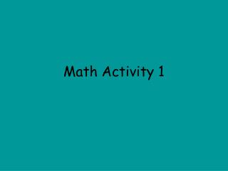 Math Activity 1