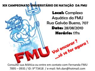 XIX CAMPEONATO UNIVERSITÁRIO DE NATAÇÃO DA FMU